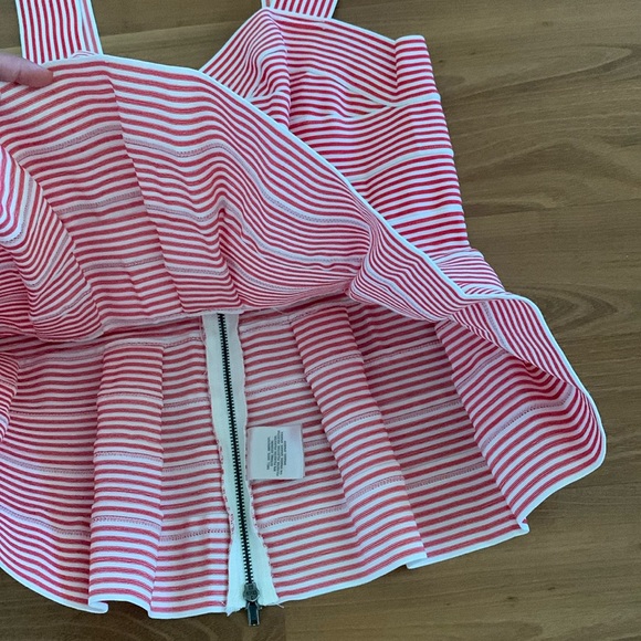 Anthropologie HD in Paris Cabana Peplum Bandage Striped Red White Blouse Medium - Picture 10 of 14